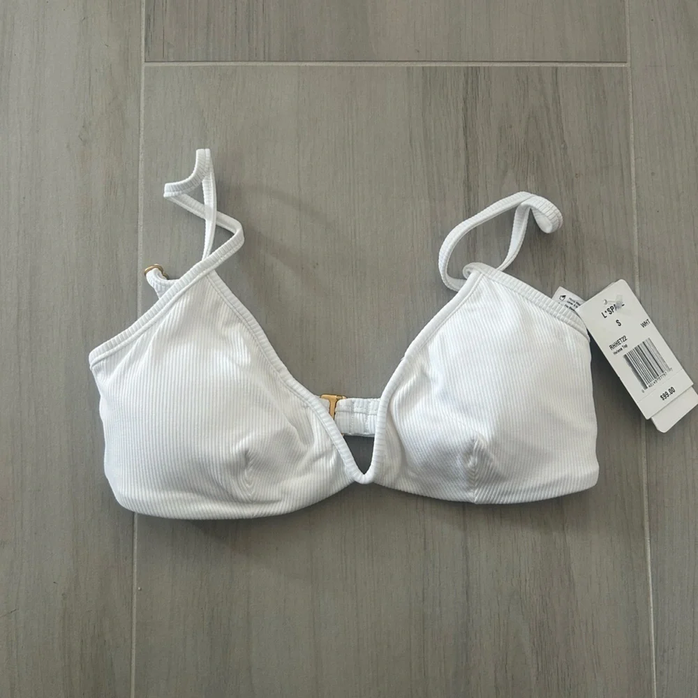 L*Space Ribbed Helena Bikini Top in White Size S